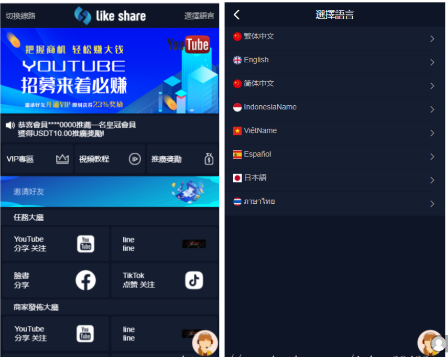 最新十二种语言点赞 抖音 脸书 tiktok 分享点赞任务系统源码插图1