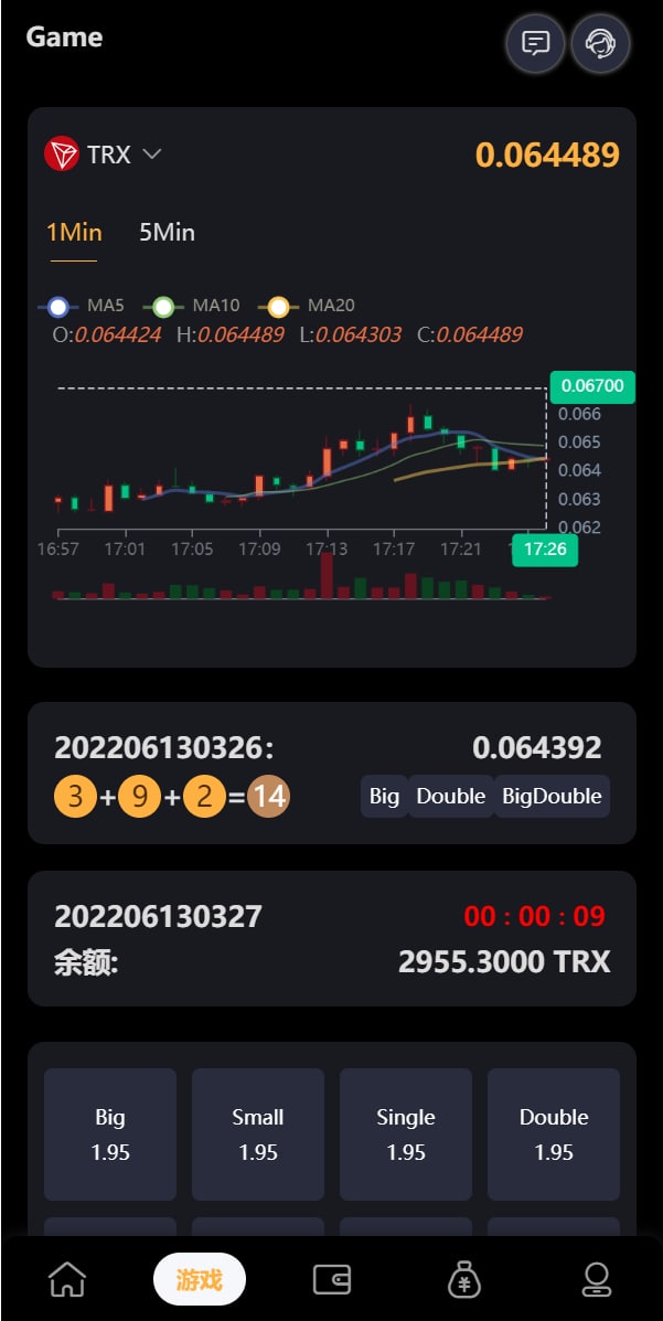 USDT哈希值竞猜系统源码-TRX大小竞猜插图1