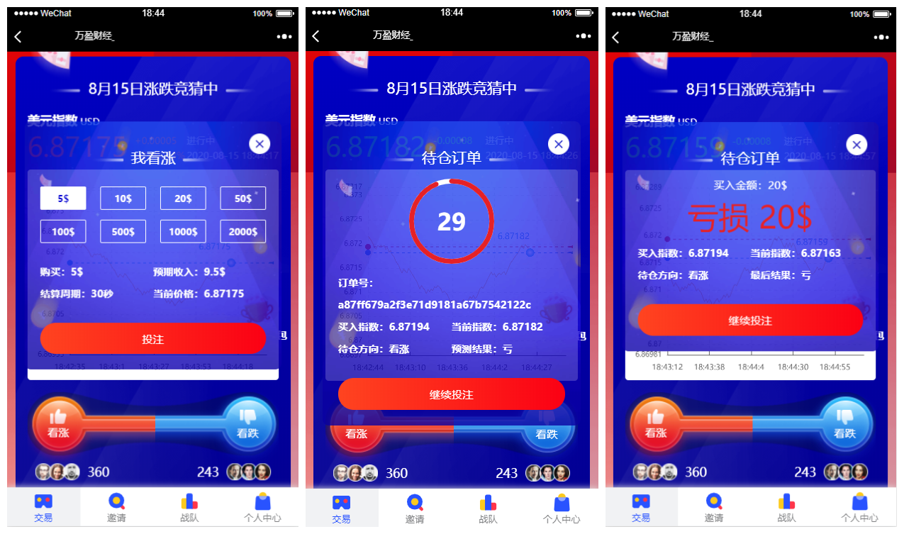 【USDT指数涨跌】蓝色UI二开币圈+万盈财经币圈+充值提现+K线正常+大盘涨跌竞猜插图1