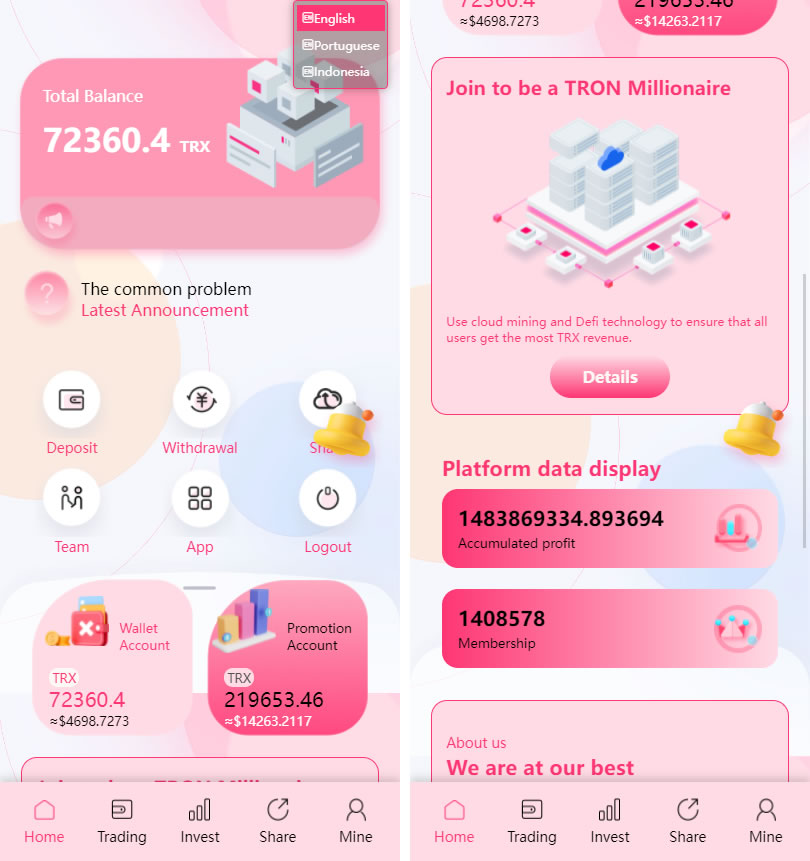 USDT-TRX虚拟币定期理财系统源码插图
