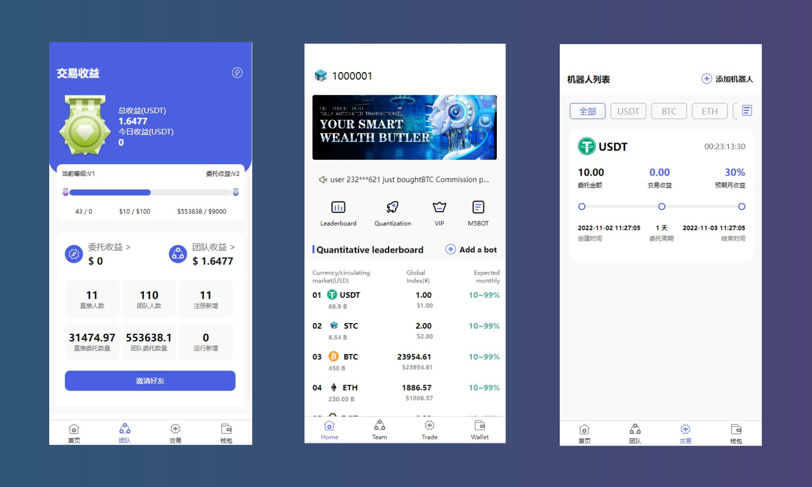 全新量化机器人/区块链投资系统/量化交易源码/前端uinapp‏插图