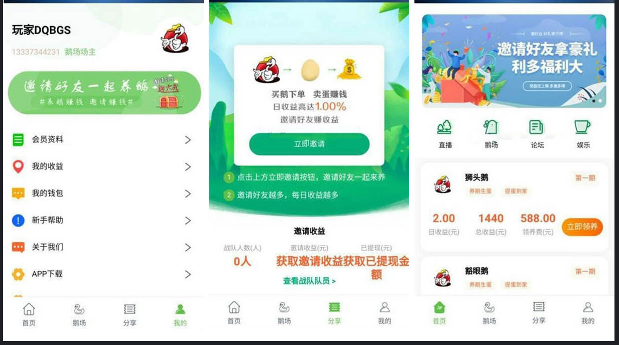资金盘,养鹅养鸭养啥都行-原理互通-投资-日利益-周利益-投资理财盘